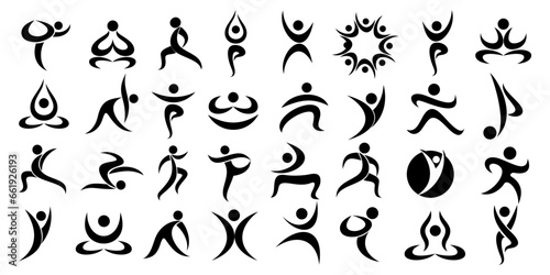 Collection of yoga logo. various poses of yoga.Yoga exercises. Design for yoga studio .luxury logos.
