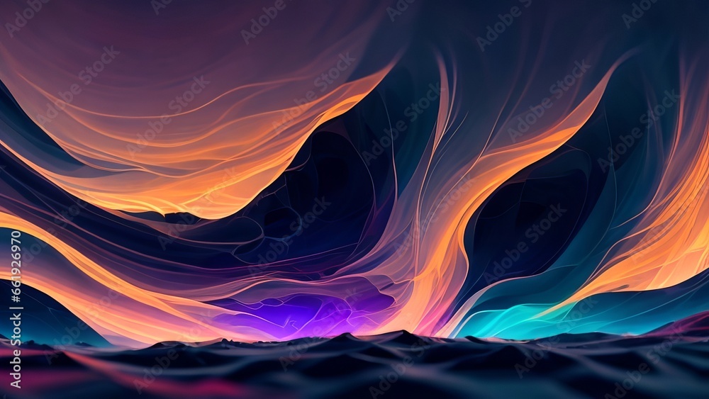 Free Illustration 4k abstract mountain trees Digital Wireframe colorful abstract background, Generative AI