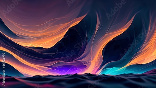 Free Illustration 4k abstract mountain trees Digital Wireframe colorful abstract background, Generative AI