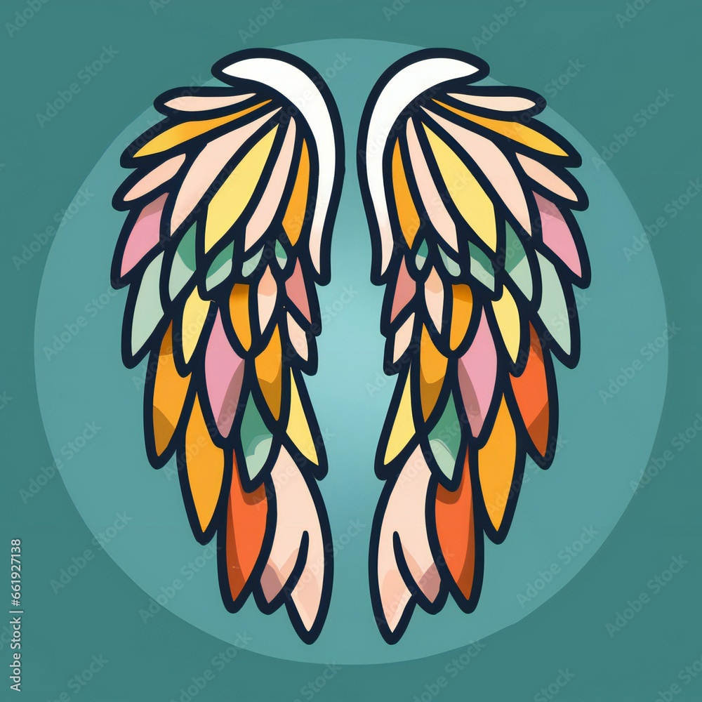 Obraz premium Wings isolated on blue background, wings for logo