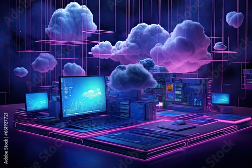 Cloud computing technology concept. Data center concept. Modern cloud technologies.