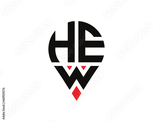 Free Download HEW letter location shape logo design. HEW letter location logo simple design. - GFXLoad