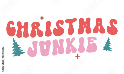 Christmas junkie Retro T-shirt Design.