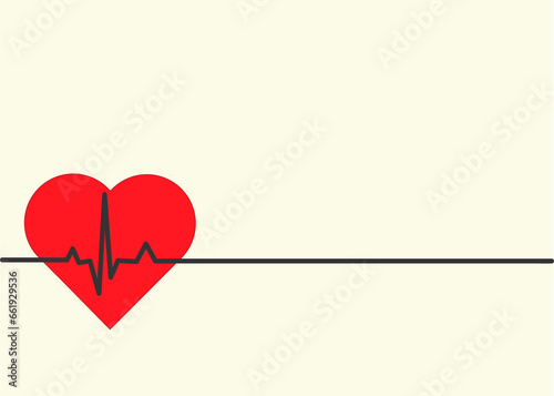 Heart background with heartbeat Love is