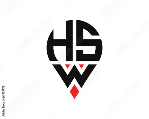 Free Download HSW letter location shape logo design. HSW letter location logo simple design. - GFXLoad