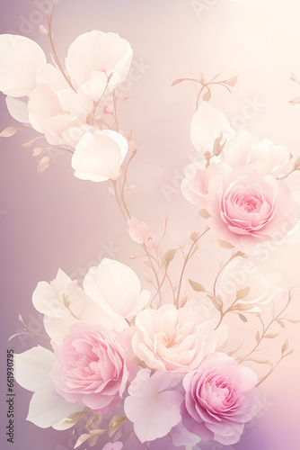 Background with flowers in soft colors . AI