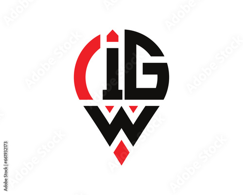 Free Download IGW letter location shape logo design. IGW letter location logo simple design. - GFXLoad