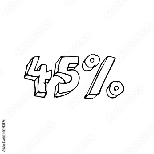 Wallpaper Mural Transparent vector of a number percentage. Isolated percentage doodle. 45 Torontodigital.ca