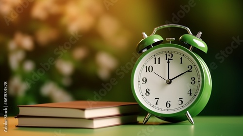 alarm clock and books  generated by AI
