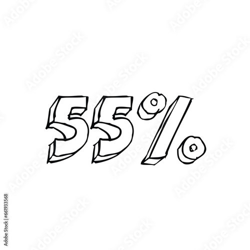 Transparent vector of a number percentage. Isolated percentage doodle. 55 photo