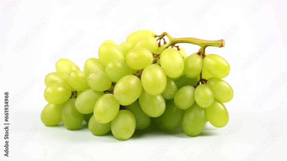 Bunch of green grapes white background.Generative AI Bunch of green grapes white background.Generative AI