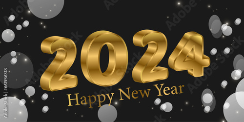 Happy New Year 2024 Vector 3D Text Effect 