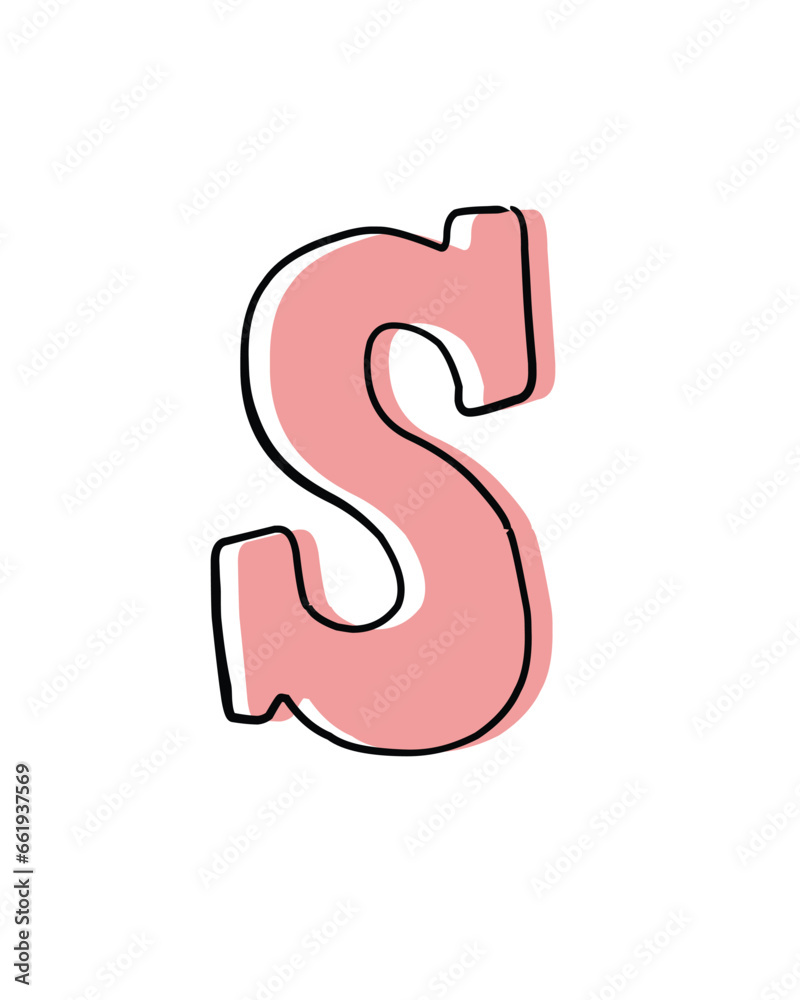 English alphabets vector art. Isolated alphabets for flashcards for kindergarten students. Kids learning made easy. S English alphabets vector art. Isolated alphabets for flashcards for kindergarten students. Kids learning made easy. S