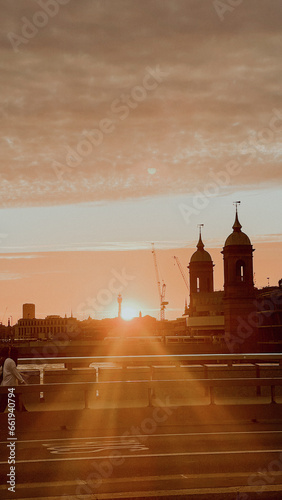 London Bridge view, Blackfriars station, sunset 