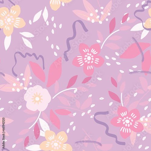 Classic style background hand drawn, doodle, floral, daisies. large, abstract artistic flower buds. Simple summer botanical in trendy flat design. Textile, fabric and fashion. Sketchy floral print.