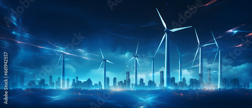 Future Windmills: Neon Blades at Night