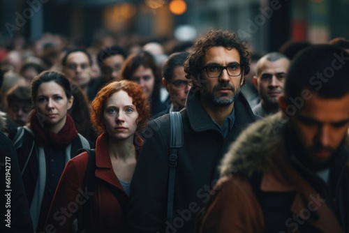 People Walking Down Crowded Street