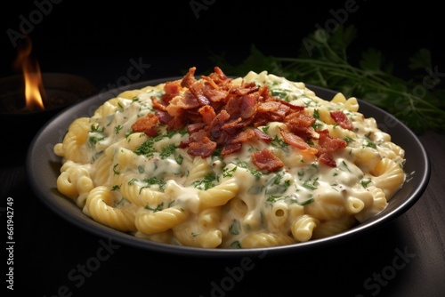 Macaroni and Cheese with Bacon Plate