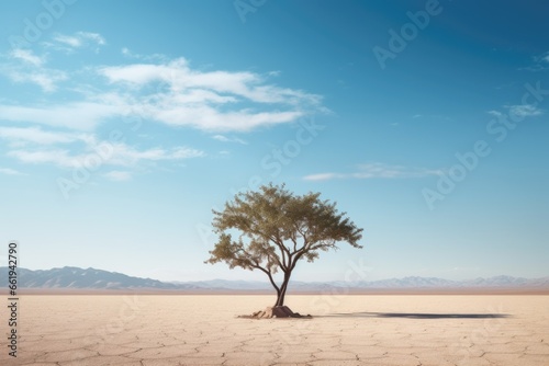 Lone Tree in Desert Landscape