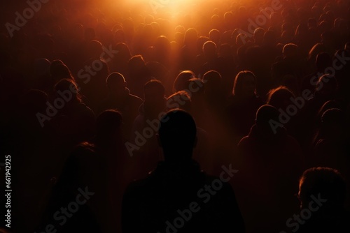 Crowd Standing in Front of Bright Light