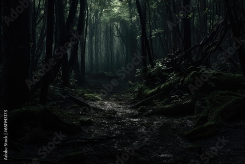 Dark Forest Path with Moss © Ева Поликарпова