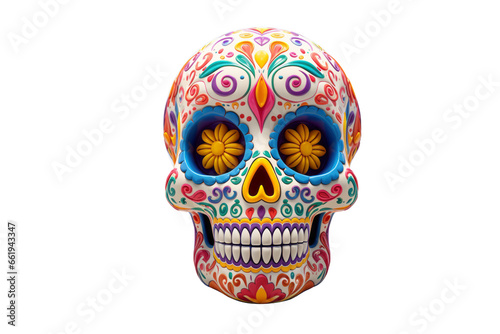 Day of the Dead Spectacle 3D Colorful Mexican Skull Shining Alone
