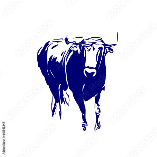line sketch of a bull for elements of making logos and symbols as well as elements of advertisements and brochures