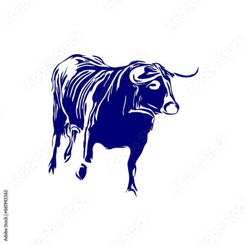 line sketch of a bull for elements of making logos and symbols as well as elements of advertisements and brochures