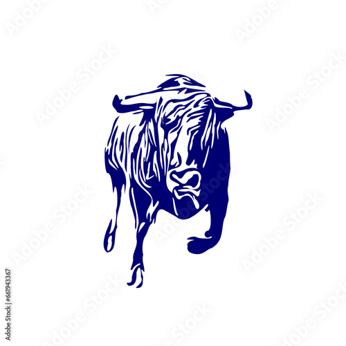 line sketch of a bull for elements of making logos and symbols as well as elements of advertisements and brochures