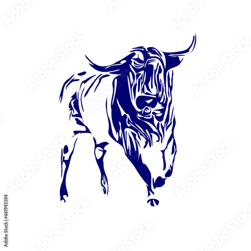 line sketch of a bull for elements of making logos and symbols as well as elements of advertisements and brochures