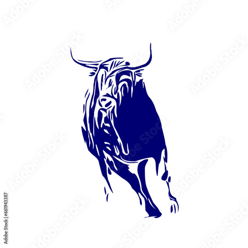 line sketch of a bull for elements of making logos and symbols as well as elements of advertisements and brochures