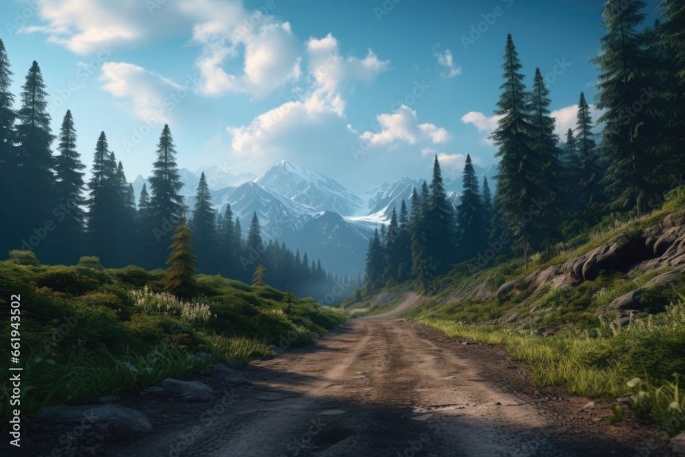 Dirt Road with Mountain Background