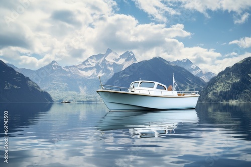 White Boat on Lake