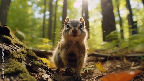 A cute animal in a Wisconsin forest close to Shawano photo