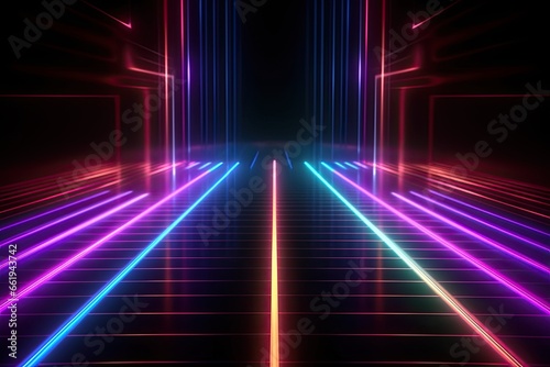 abstract motherboard and circuit background with blue and pink neon lights