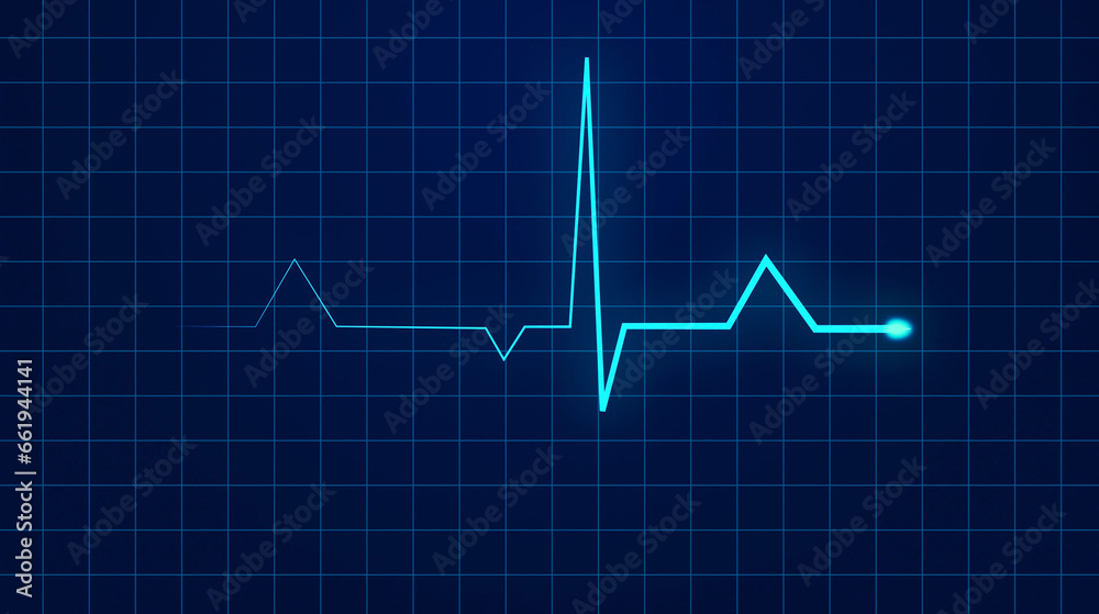 Naklejka premium Blue glowing neon heart pulse. Heart beat. Healthcare vector medical background with heart cardiogram.