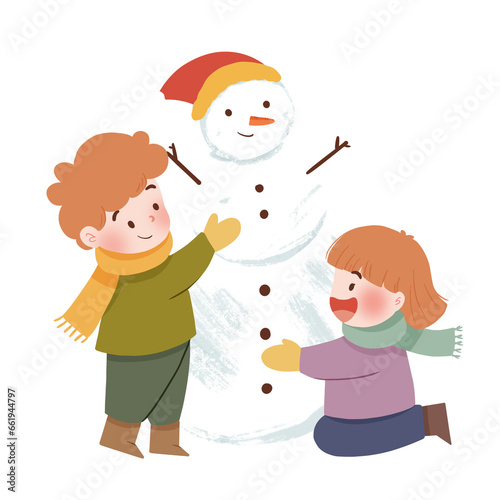 children playing with snow
