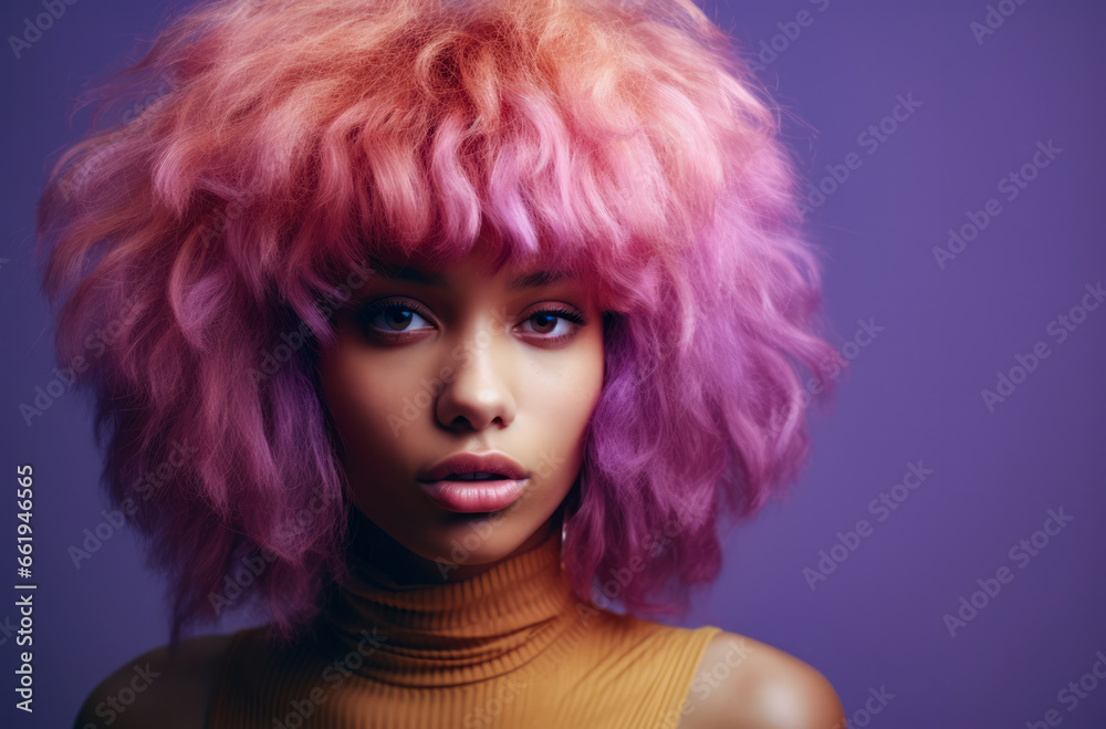 Obraz premium Portrait of a young multiracial woman with a wig