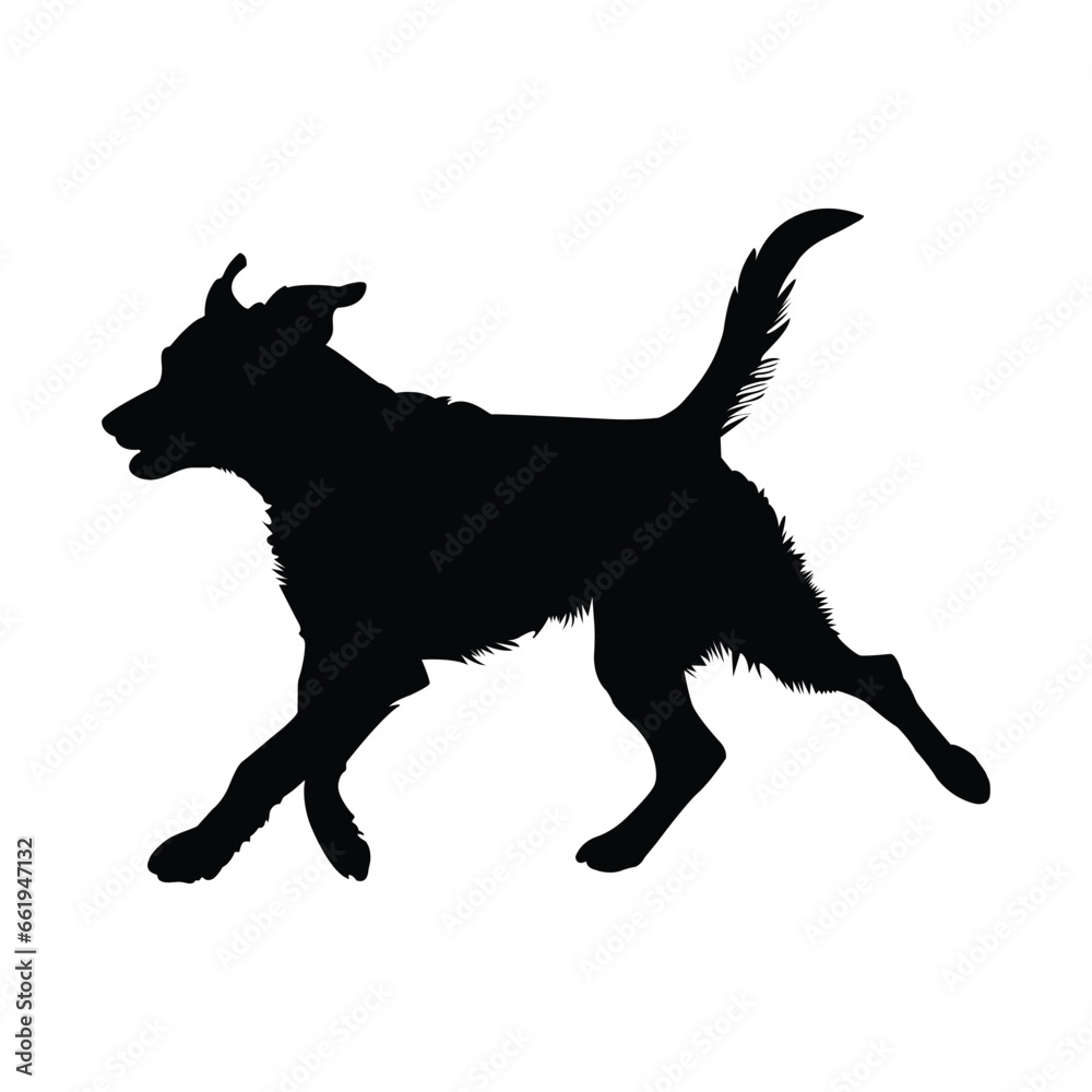 Isolated Pet Dog Silhouette on White Background