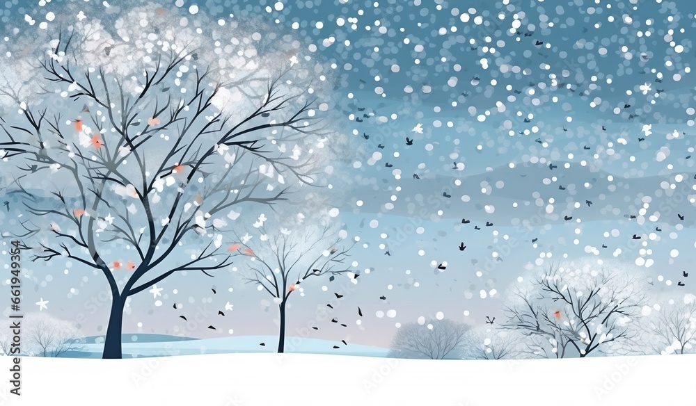 Fototapeta premium Winter landscape background, generative ai.