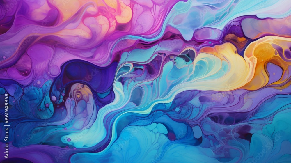 Captivating ripples of vivid pigments create an abstract masterpiece.