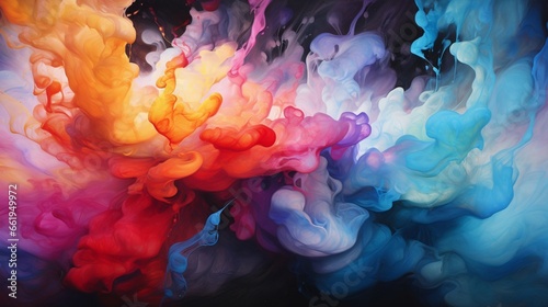Collision of vibrant colors freeze into a captivating masterpiece.