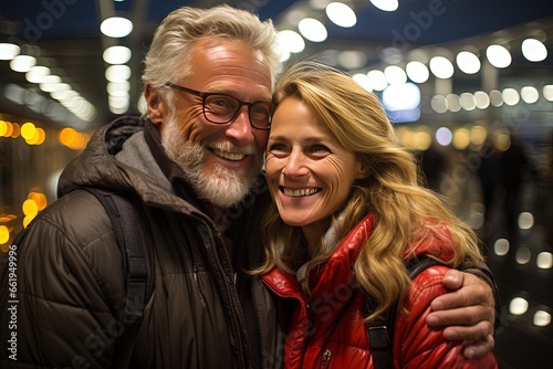 Elderly couple reunion on airport