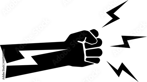 vector illustration of fist and lightning on transparent background