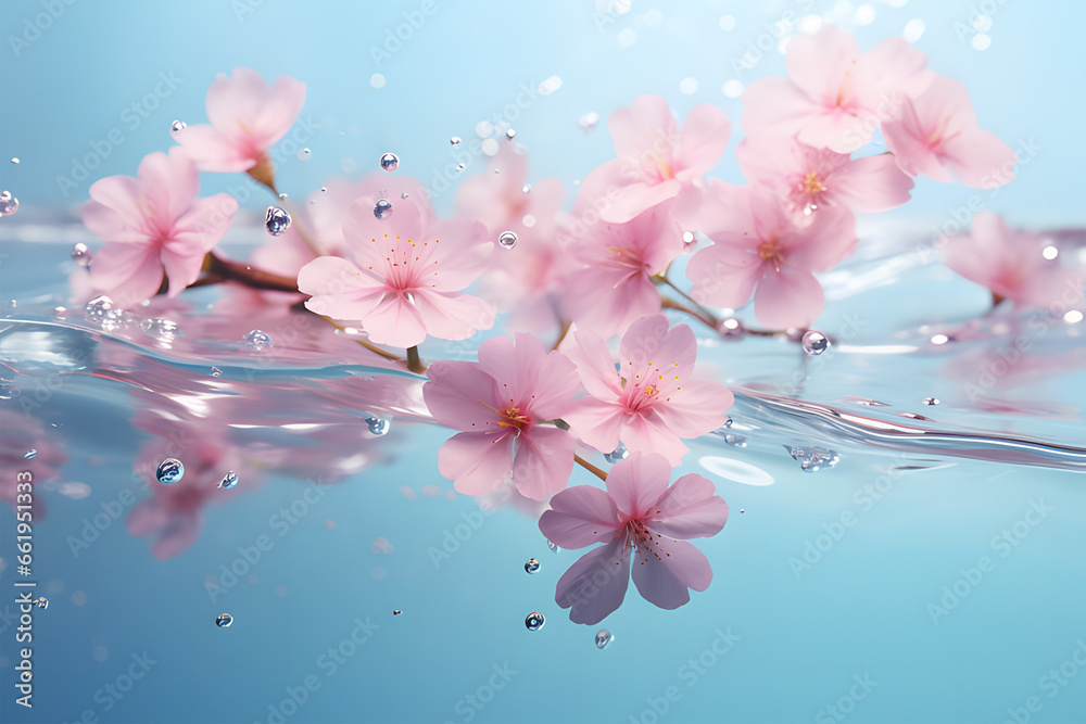 some pink flowers floating on the surface of water ai generative