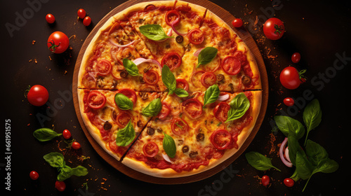 Fresh Homemade Italian Pizza Top View