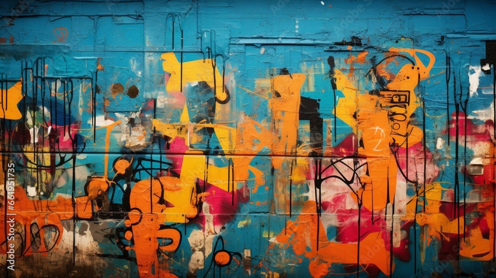 Craft an abstract background reminiscent of a decaying wall covered in graffiti.