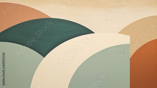 Craft an elegant minimalist abstract composition with muted colors and subtle lines.