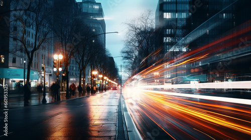 luzes de longa exposição na avenida da cidade movimentada  © Alexandre