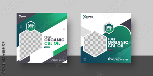 Hemp Product CBL Oil Social Media Post Template Or Pure Organic CBL Oil Square Social media post banner template design photo